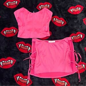 New Pink x Dolls Kill - Pink Corset Top and Skirt Set